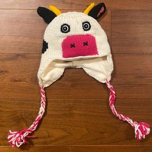[Handmade] Fleece Lined Wool Cow Beanie Winter Hat